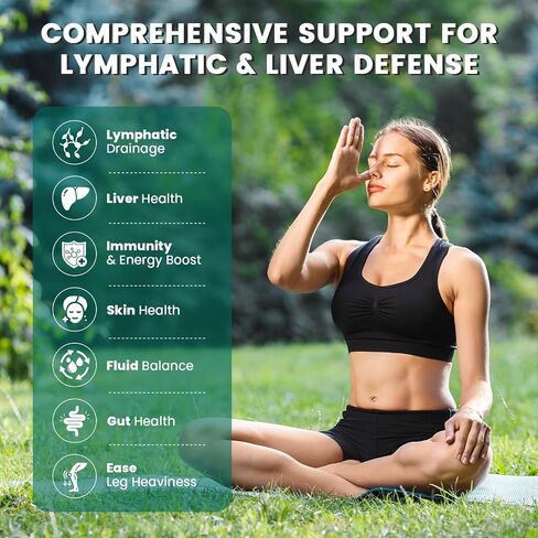 Lymphatic Drainage Capsules – Advanced Lymphatic System Support, Lymphatic Complex – with Echinacea, Dandelion, Bromelain, Horse Chestnut, for Fluid Balance, Immune & Liver Health – 60 Capsules in Kuwait