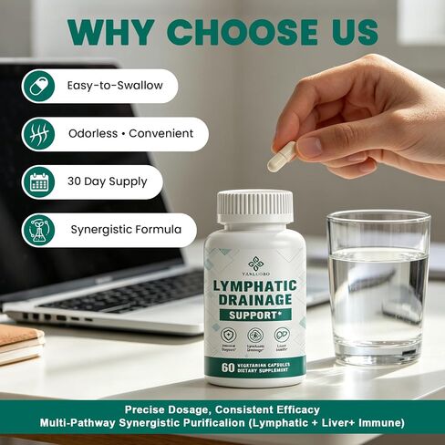 Lymphatic Drainage Capsules – Advanced Lymphatic System Support, Lymphatic Complex – with Echinacea, Dandelion, Bromelain, Horse Chestnut, for Fluid Balance, Immune & Liver Health – 60 Capsules in Kuwait