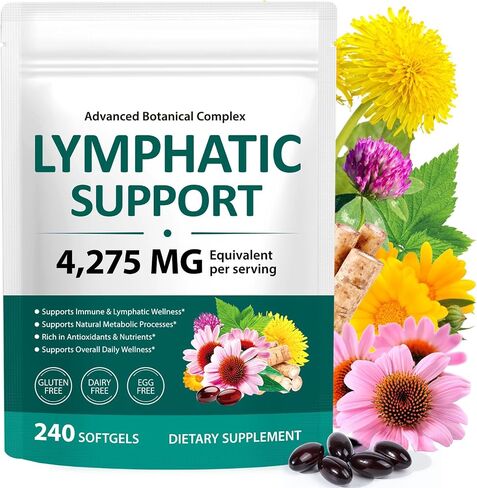 Lymphatic Drainage Supplements, 120 Softfels, 21-in-1 Natural Herbal Blends with Echinacea, Dandelion, Burdock Root for Lymph System, Immune Support, Cleanse, Less Swelling/Bloating in Saudi Arabia