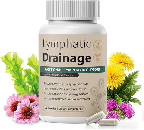Lymphatic Drainage Capsules Natural Herbal Supplement for Fluid Balance & Immune Health and Daily Lymphatic Wellness, with Echinacea, Dandelion, and Burdock, 60 Capsules in Saudi Arabia