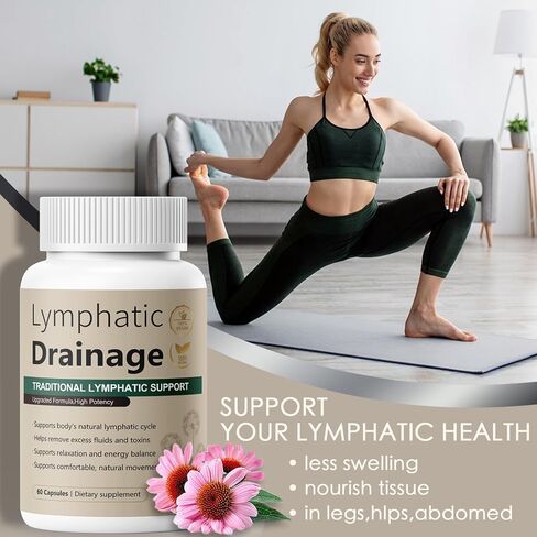 Lymphatic Drainage Capsules Natural Herbal Supplement for Fluid Balance & Immune Health and Daily Lymphatic Wellness, with Echinacea, Dandelion, and Burdock, 60 Capsules in Saudi Arabia