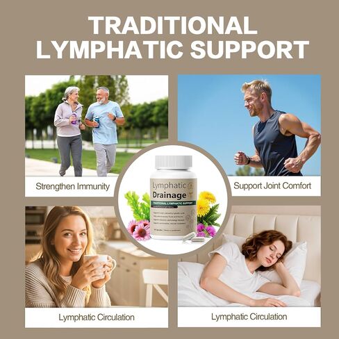 Lymphatic Drainage Capsules Natural Herbal Supplement for Fluid Balance & Immune Health and Daily Lymphatic Wellness, with Echinacea, Dandelion, and Burdock, 60 Capsules in Saudi Arabia