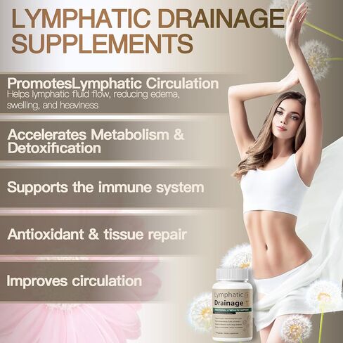 Lymphatic Drainage Capsules Natural Herbal Supplement for Fluid Balance & Immune Health and Daily Lymphatic Wellness, with Echinacea, Dandelion, and Burdock, 60 Capsules in Saudi Arabia