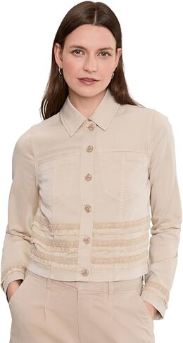 Liverpool Los Angeles Trucker Jacket With Fray And Lace in Kuwait