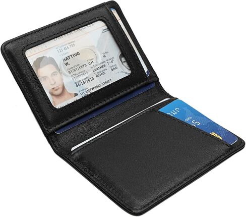 RFID Blocking Slim Wallet for Men | Thin Bifold Credit Card Holder Wallet | Mens Wallet Slim Business Card Case | Minimalist Front Pocket wallet with Gift Box (Jet Black) in Saudi Arabia