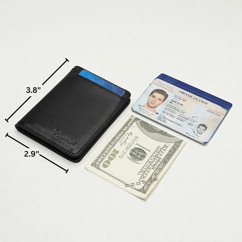 RFID Blocking Slim Wallet for Men | Thin Bifold Credit Card Holder Wallet | Mens Wallet Slim Business Card Case | Minimalist Front Pocket wallet with Gift Box (Jet Black) in Saudi Arabia
