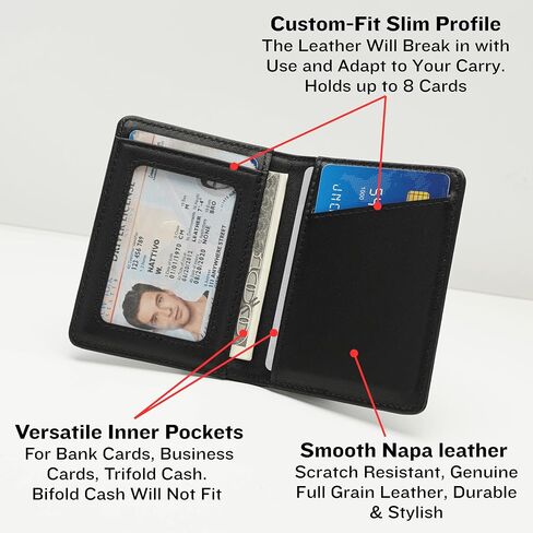 RFID Blocking Slim Wallet for Men | Thin Bifold Credit Card Holder Wallet | Mens Wallet Slim Business Card Case | Minimalist Front Pocket wallet with Gift Box (Jet Black) in Saudi Arabia