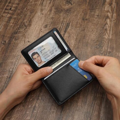 RFID Blocking Slim Wallet for Men | Thin Bifold Credit Card Holder Wallet | Mens Wallet Slim Business Card Case | Minimalist Front Pocket wallet with Gift Box (Jet Black) in Saudi Arabia