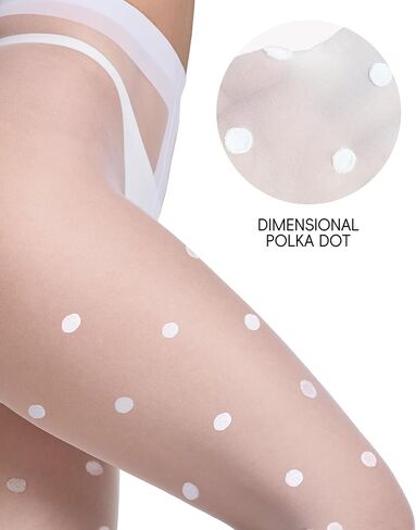 LABELLA Super Cute Polka Dot Pantyhose for Women, Polka Design, Durable & Ultra Soft, Perfect Party & Bridal Look, S-XL in Saudi Arabia