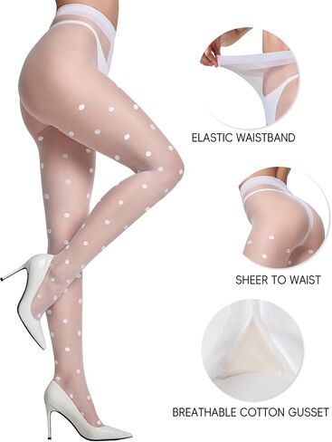 LABELLA Super Cute Polka Dot Pantyhose for Women, Polka Design, Durable & Ultra Soft, Perfect Party & Bridal Look, S-XL in Saudi Arabia