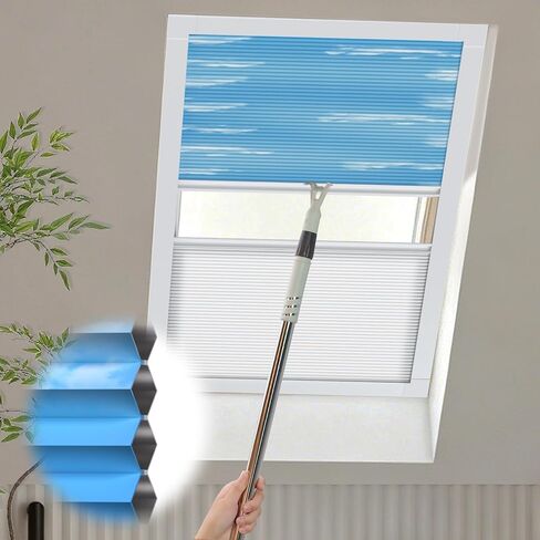 MYshade Custom Day Night Cordless Skylight Shades,Light Filtering Cellular Honeycomb Blinds for Roof Inclined Plane and Room Windows - UV Protection,Energy-Efficient,White in Kuwait