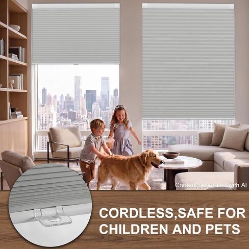 No Drill No Tools 1.5 Inch Light Filtering Cellular Shades Cordless Easy Install Honeycomb Blinds Thermal Insulated Blinds for Indoor Windows, Custom Size, Beige in Saudi Arabia