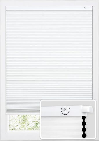 DEZ FURNISHINGS EZ Fit No Tools No Drill Cordless 1.5" Blackout Cellular Shade, 22.5" W x 72" H, White in Kuwait
