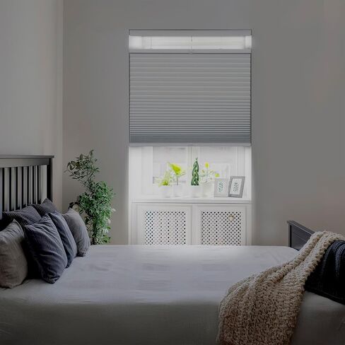 DEZ FURNISHINGS Cordless 1.5" Blackout Top Down Bottom Up Cellular Shade, Energy Saver, 22" W x 48" H, White in Kuwait