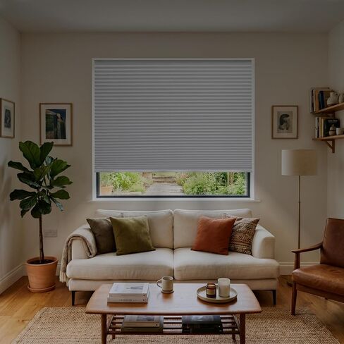 Cellular Cordless Shades for Indoor Windows, No Drill No Tools, Adhesive Mount, Thermal Insulation, Room Darkening Blackout Window Blinds for Home, Color: White, Size: 22.5" W x 64" H in Saudi Arabia