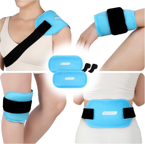 Comfytemp Gel Ice Packs for Injuries Reusable, FSA Eligible HSA, Hot Cold Compress Soft Ice Packs, Pain Relief for Ankles, Knees, Wrist, Shoulders, Back and More, Recovery Items for Men Women, 2Packs in Kuwait