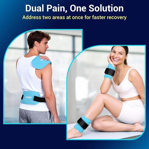 Comfytemp Gel Ice Packs for Injuries Reusable, FSA Eligible HSA, Hot Cold Compress Soft Ice Packs, Pain Relief for Ankles, Knees, Wrist, Shoulders, Back and More, Recovery Items for Men Women, 2Packs in Kuwait