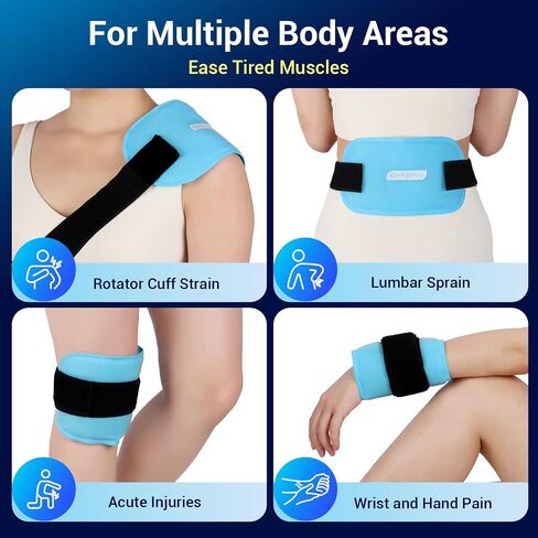 Comfytemp Gel Ice Packs for Injuries Reusable, FSA Eligible HSA, Hot Cold Compress Soft Ice Packs, Pain Relief for Ankles, Knees, Wrist, Shoulders, Back and More, Recovery Items for Men Women, 2Packs in Kuwait