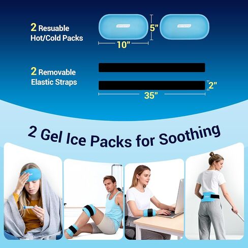 Comfytemp Gel Ice Packs for Injuries Reusable, FSA Eligible HSA, Hot Cold Compress Soft Ice Packs, Pain Relief for Ankles, Knees, Wrist, Shoulders, Back and More, Recovery Items for Men Women, 2Packs in Kuwait