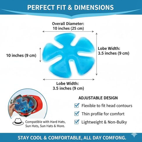 Reusable Cooling Gel Ice Packs for Hats, Adjustable Cold Therapy Headband Inserts for Hard Hats, Sun Hats, 4-Hour Relief for Construction Workers, Migraines, Heat Stroke Prevention, 4 Pack in Saudi Arabia