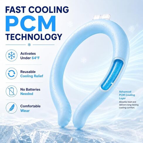 Neck Cooling Tube for Summer Heat Relief, 2 Pack, Reusable Ice Cooling Ring, Wearable Collar for Sports, Outdoor Work, Travel and Hot Flashes, Pink and Blue in Kuwait