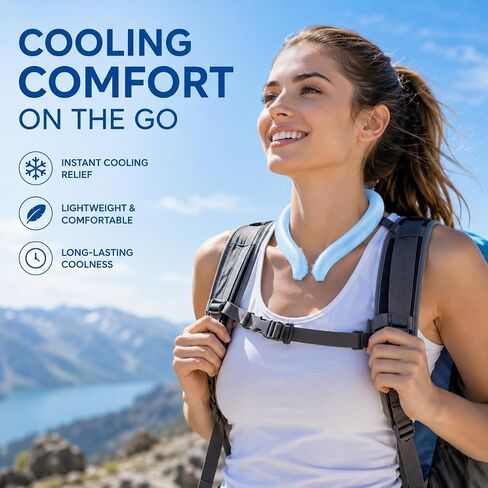 Neck Cooling Tube for Summer Heat Relief, 2 Pack, Reusable Ice Cooling Ring, Wearable Collar for Sports, Outdoor Work, Travel and Hot Flashes, Pink and Blue in Kuwait