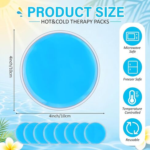 TrelaCo 30 Pack Reusable Gel Ice Packs Bulk 4'' Small Round Hot Cold Compress Packs for Injuries Coolers Eyes Face Ankle Elbow Athletes Food Lunch Boxes Outdoor Activities in Kuwait