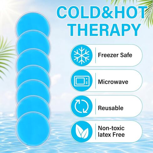 TrelaCo 30 Pack Reusable Gel Ice Packs Bulk 4'' Small Round Hot Cold Compress Packs for Injuries Coolers Eyes Face Ankle Elbow Athletes Food Lunch Boxes Outdoor Activities in Kuwait