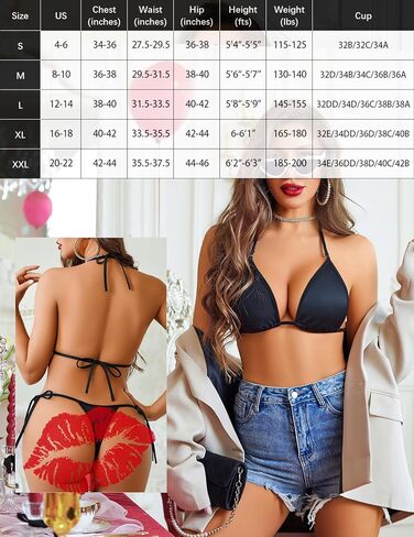 Avidlove Lingerie Set for Women Straps Bra and Panty Outfits Bikini Sets Black XXL in Kuwait