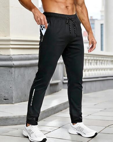 Men's Track Pants with Zipper Pockets Athletic Joggers Quick Dry Sweatpants for Running, Workout, Hiking in Kuwait