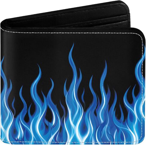 Cool Blue Flame Wallet Gifts for Kids, Kids Wallets for Boys Teen, Bifold Leather Boy Wallets with Zipper Coin Pocket, Novelty Blue Fire Wallet for Boys Birthday Christmas Gifts in Saudi Arabia