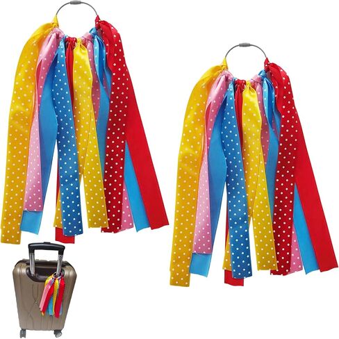 2 PCS Luggage Identifiers Tag Ribbons Colorful Ribbon Luggage Identifier Polka Dot Satin Luggage Tag Ring for Suitcase Backpack & Travel Bag - Bright Luggage Marker for Easy Identification in Saudi Arabia