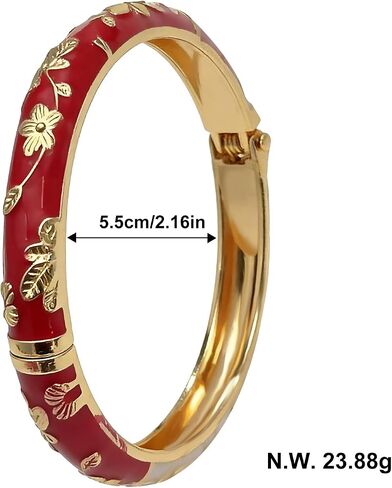 Cloisonne Handcrafted Enameled Bracelet,Flower Shaped Enamel Bling Chunky Bangle Trendy Cute Colorful Gold Plated Vintage Bracelets Stackable Wife Jewelry Friendship Gift in Kuwait