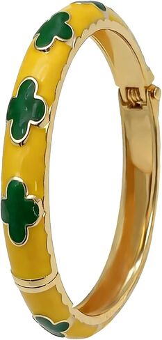 Cloisonne Handcrafted Enameled Bracelet,Flower Shaped Enamel Bling Chunky Bangle Trendy Cute Colorful Gold Plated Vintage Bracelets Stackable Wife Jewelry Friendship Gift in Kuwait