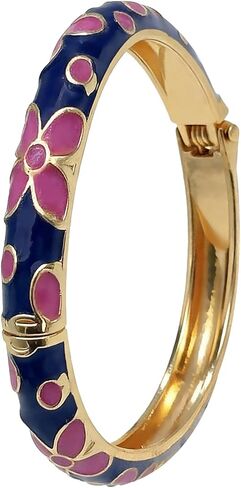 Cloisonne Handcrafted Enameled Bracelet,Flower Shaped Enamel Bling Chunky Bangle Trendy Cute Colorful Gold Plated Vintage Bracelets Stackable Wife Jewelry Friendship Gift in Kuwait