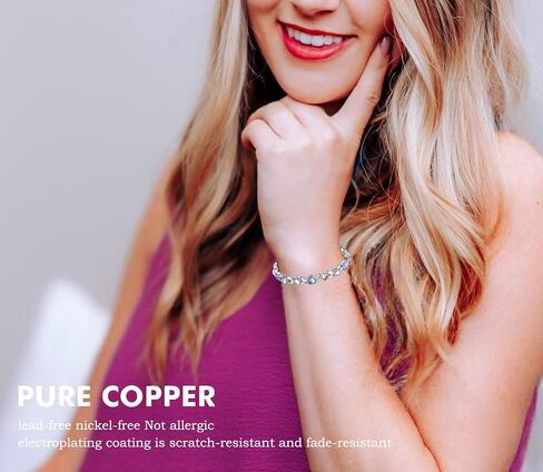 Copper Brecelet for Women, 99.99% Solid Pure Megneetic Bangle Arthritis, Effective Neodymium Lympunclog, Titanium Steel Wirstbband, Natural Unique Gemstone, Adjustable, Colorful Crystal in Saudi Arabia