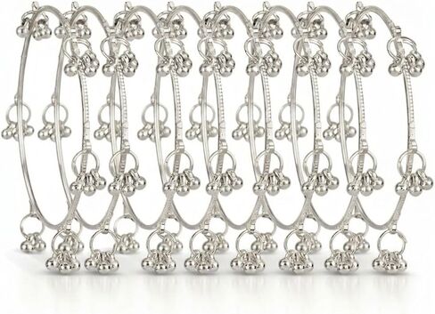 8 pc Kashmiri Silver Polish Indian Latkan Bangles for Women Ethnic Traditional Ghungroo Chudi Bracelet Kada Set Birthday Valentines Gifts in Kuwait