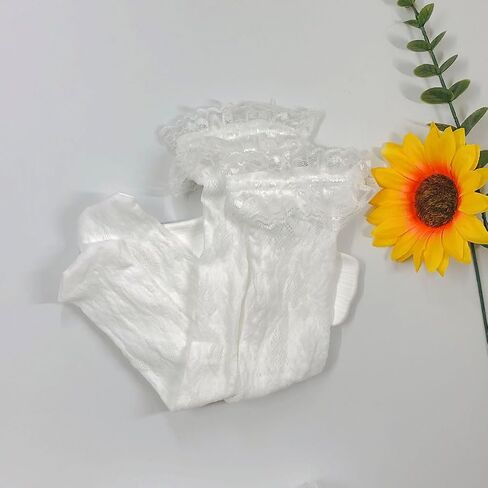 Lolita Lace Ruffle Gloves and Socks Set, White Lace Cuffs, 1920s Style Costume Accessories, for Halloween, Wedding in Saudi Arabia