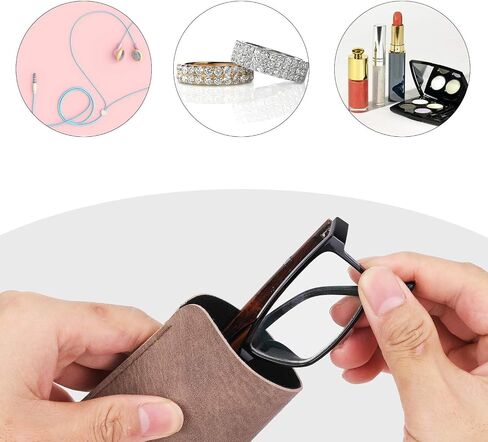 Hifot Leather Eyeglasses Case 3 Pack, PU Leather Soft Reading Glasses Pouch Spectacles Bag for Women Men Kids in Kuwait