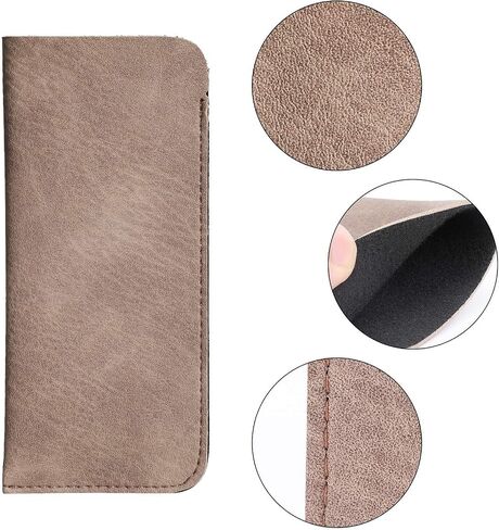 Hifot Leather Eyeglasses Case 3 Pack, PU Leather Soft Reading Glasses Pouch Spectacles Bag for Women Men Kids in Kuwait