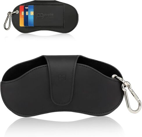 Magnetic Sunglasses Case with RFID Blocking Card Holder, Eyeglass Case with Carabiner Hook for Travel, Magnetic Closure Eye Glasses Case for Men Women, Black in Saudi Arabia