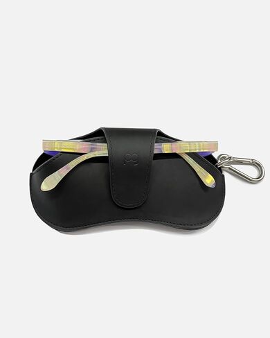 Magnetic Sunglasses Case with RFID Blocking Card Holder, Eyeglass Case with Carabiner Hook for Travel, Magnetic Closure Eye Glasses Case for Men Women, Black in Saudi Arabia