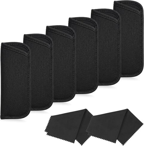 6pcs Eyeglass Cases Slip in Glasses Cases Sunglasses Pouch Soft Eyeglasses Bag Eyewear Storage Pouch Fabric Spectacle Sleeve Holder with Cleaning Cloth Protective for Travel Sunglasses Black in Kuwait