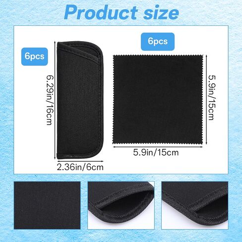 6pcs Eyeglass Cases Slip in Glasses Cases Sunglasses Pouch Soft Eyeglasses Bag Eyewear Storage Pouch Fabric Spectacle Sleeve Holder with Cleaning Cloth Protective for Travel Sunglasses Black in Kuwait