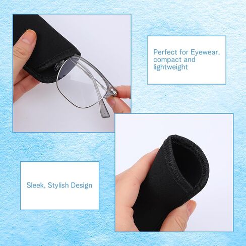 6pcs Eyeglass Cases Slip in Glasses Cases Sunglasses Pouch Soft Eyeglasses Bag Eyewear Storage Pouch Fabric Spectacle Sleeve Holder with Cleaning Cloth Protective for Travel Sunglasses Black in Kuwait