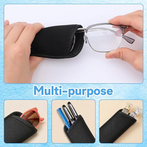 6pcs Eyeglass Cases Slip in Glasses Cases Sunglasses Pouch Soft Eyeglasses Bag Eyewear Storage Pouch Fabric Spectacle Sleeve Holder with Cleaning Cloth Protective for Travel Sunglasses Black in Kuwait