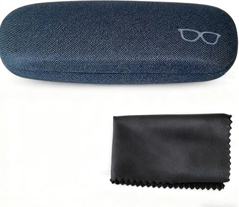 Hard Shell Glasses Case, Black Protective Eyewear Case with Soft Interior and Cleaning Cloth, 15x6cm Size for Spectacles and Sunglasses, Travel-Friendly Design in Kuwait