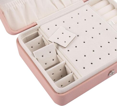 Zodaca Pink Jewelry Travel Organizer Case, Portable Storage Box Holder for Rings Earrings Necklaces, Gifts for Women, Pink in Saudi Arabia