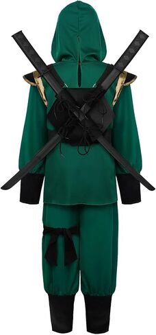 ReliBeauty Green Ninja Kids Costume for Boys suit with Deluxe Ninja Accessories in Kuwait