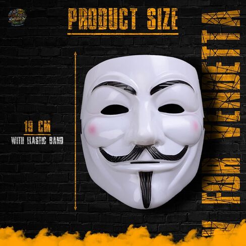 2 Pack Vendetta Style Anonymous Masks with Adjustable Band – V For Vendetta Hacker Costume Masks for Adults, Halloween Party, Cosplay, Masquerade Props in Saudi Arabia